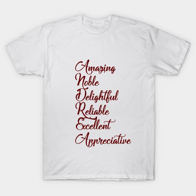 Gifts for ANDREA ~ Amazing, Noble, Delightful, Reliable... [ND#3C1V1] T-Shirt by DesignBySMYRNA